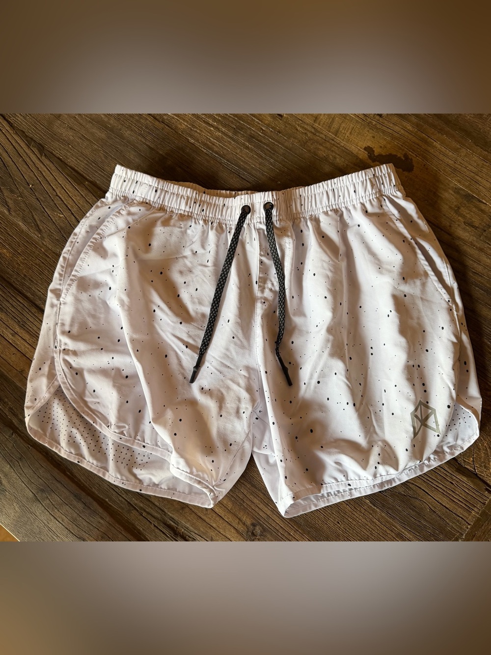 Rawgear Men's White Speckled Shorts with Black Drawstring